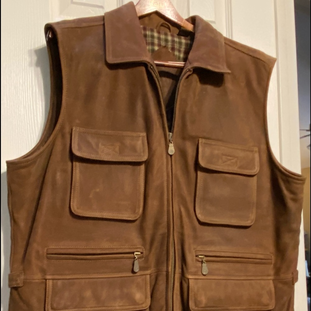 Solid Leather Vest, Fully Lined, Full Length. Siz… - image 1
